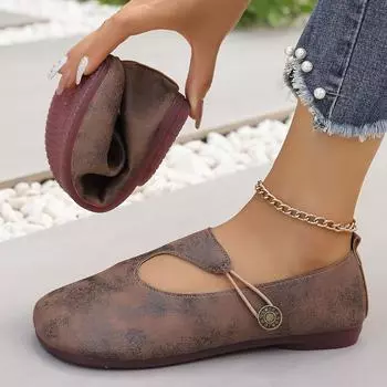 Женские кроссовки Новые ретро-обувь из кожи для женщин Удобные нескользящие дышащие кроссовки с круглым носком для женщин 36