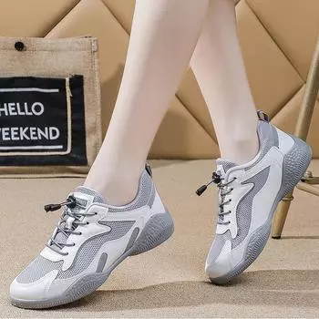 Женские кроссовки Новые сетчатые кожаные женские дышащие кроссовки повседневные туфли на плоской подошве женские легкие спортивные туфли Zapatillas 35 белый