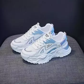 Женские кроссовки, новые весенние роскошные сетчатые дышащие спортивные белые туфли, женские кроссовки на платформе для бега, вулканизированная обувь 35