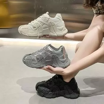 Женские кроссовки Обувь 2024 Модная обувь Теннисная женская Женские каблуки Женские туфли Платформа Дизайнерские кроссовки Женские толстые 35 бежевый