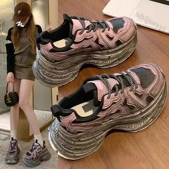 Женские кроссовки осенняя мода теннисные женские кроссовки на платформе для бега спортивная обувь дизайнерские кроссовки новые толстые подошвы на шнуровке повседневная обувь 35