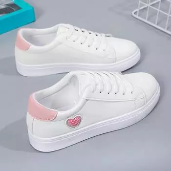 Женские кроссовки Pink Heart Flat Running Shoes 2024 Весна и Осень Новый Стиль Легкие Дышащие Женские Повседневные Кроссовки Лето 35 розовый