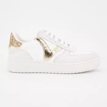 Женские кроссовки Platino Gold Glitter с белыми шнурками VICTORIA 38 золотой