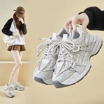 Женские кроссовки, повседневная обувь для женщин, осенние сетчатые дышащие дизайнерские женские серые кроссовки, легкие туфли на плоской подошве 35 серый