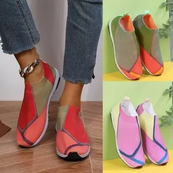 Женские кроссовки, повседневная обувь, дышащие сетчатые кроссовки на платформе, женские слипоны, мягкие повседневные туфли ярких цветов, вязаные носки, туфли на плоской подошве 35 светло-зеленый