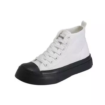 Женские кроссовки, повседневная обувь из парусины, женская мода, новые повседневные туфли с высоким берцем, женские туфли на платформе, туфли из вулканизированной кожи в корейском стиле 35 белый