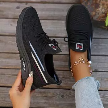 Женские кроссовки повседневные модные дизайнерские туфли для женщин сетчатые дышащие тренировочные кроссовки для ходьбы теннисные женские кроссовки Zapatos De Mujer 36 чёрный