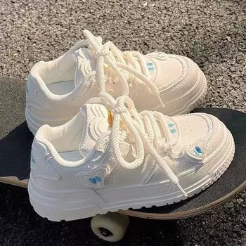 Женские кроссовки, повседневные, симпатичные, на плоской подошве, большие размеры, кроссовки на шнуровке, ретро-обувь 40