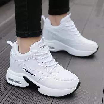 Женские кроссовки повседневные уличные школьные туфли для студентов увеличивающие рост легкие кроссовки для девочек большие размеры женские кроссовки на танкетке 35-42 EU: 36 белый