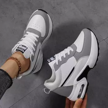 Женские кроссовки повседневные уличные школьные туфли для студентов увеличивающие рост легкие кроссовки для девочек большие размеры женские кроссовки на танкетке 35-42 EU: 36 серый