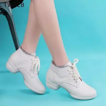 Женские кроссовки Punch из натуральной кожи, удобная танцевальная обувь для современных джазовых танцев, женская обувь для спорта на открытом воздухе 34