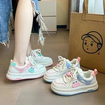 Женские кроссовки розовые на платформе спортивная обувь женская Harajuku Kawaii вулканизированная обувь повседневная милая обувь для скейтбординга женские кроссовки 35