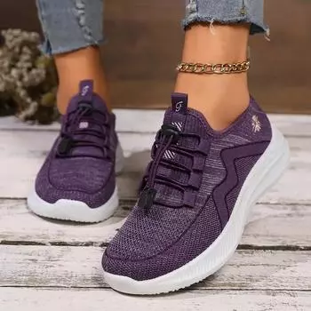 Женские кроссовки с эластичной резинкой, осень 2024 г., новые легкие и дышащие сетчатые кроссовки для женщин Zapatos De Mujer 36 чёрный