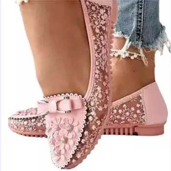 Женские кроссовки с бантом и цветочным узором, летние дышащие однотонные вулканизированные туфли, удобные нескользящие лоферы с мягкой подошвой, Chaussure Femmes 40 розовый
