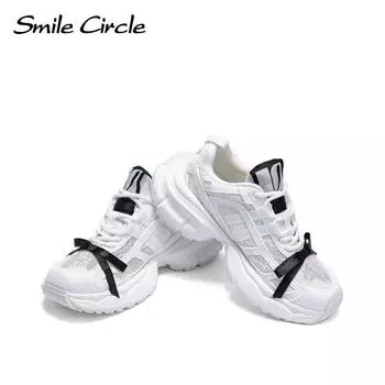 Женские кроссовки с круглым носком и толстой подошвой, модная удобная повседневная обувь 35 белый