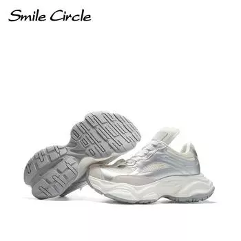 Женские кроссовки с круглым носком и толстой подошвой, модная удобная повседневная обувь 35 серый