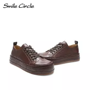 Женские кроссовки с круглым носком на шнуровке, модная удобная повседневная обувь 35 коричневый