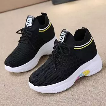 Женские кроссовки с вырезами 2024 года, весна-лето, новая мода, толстая подошва, сетчатая, воздухопроницаемая, корейская версия, универсальная спортивная обувь 35 белый