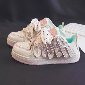 Женские кроссовки Sakura Pink & White 2024: Модная универсальная обувь на толстой подошве для создания уникального стиля. Модель Q001 37