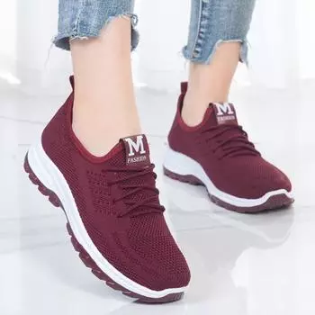 Женские кроссовки, сетчатая вулканизированная обувь, весенние женские повседневные кроссовки на плоской подошве, женские новые модные удобные легкие вязаные туфли 36 красный