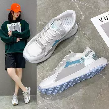 Женские кроссовки сетчатые дышащие кроссовки для бега знаменитости из Интернета толстая подошва удобные теннисные туфли 35 белый/синий