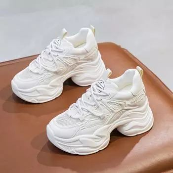 Женские кроссовки сетчатые массивные дышащие женские повседневные кроссовки невидимые увеличивающие рост летние вулканизированные туфли Zapatillas 35