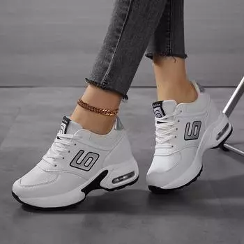 Женские кроссовки Школьная обувь для студентов Увеличивающие рост Легкие кроссовки для девочек Большие размеры Женские кроссовки на танкетке EU: 36 чёрный