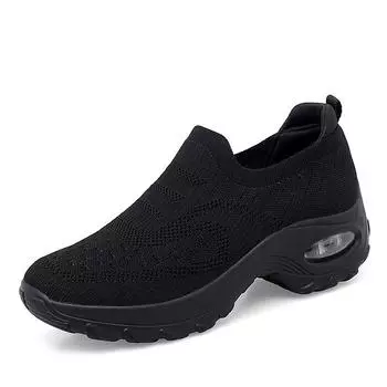 Женские кроссовки Slip-on Женская повседневная обувь на воздушной подушке Женская обувь на танкетке Модные лоферы Платформа Удобные Zapatillas De Mujer 36 чёрный