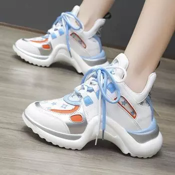 Женские кроссовки Теннис Женская личность Мода Арочная спортивная обувь Легкая дышащая бег Роскошная дизайнерская обувь 35 синий/белый