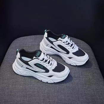 Женские кроссовки Тренд Дышащие кроссовки Спортивные повседневные туфли Теннисные туфли 35 белый/чёрный