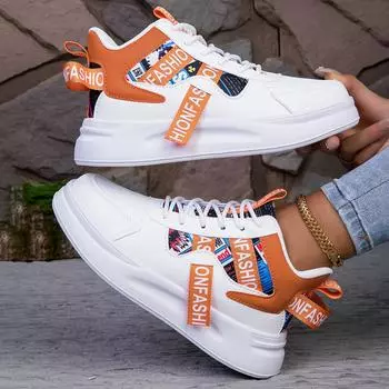 Женские кроссовки TUINANLE, нескользящие, со шнуровкой, для спорта, ходьбы, бега, тенниса 36 оранжевый