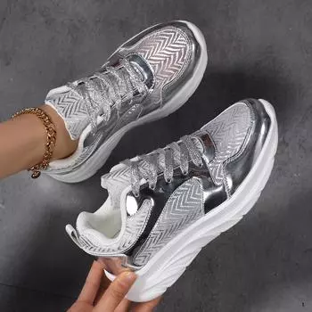 Женские кроссовки TUINANLE с блестками и пайетками, дышащая сетчатая обувь, удобная обувь 39 серебряный