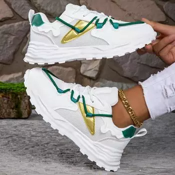 Женские кроссовки TUINANLE, удобные, дышащие, с подошвой, с толстой подошвой 35 зелёный/белый