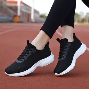 Женские кроссовки Удобная обувь для ходьбы Спортивные дышащие кроссовки Повседневные теннисные кроссовки Легкие и скользкие кроссовки для ходьбы EU:35 белый/чёрный