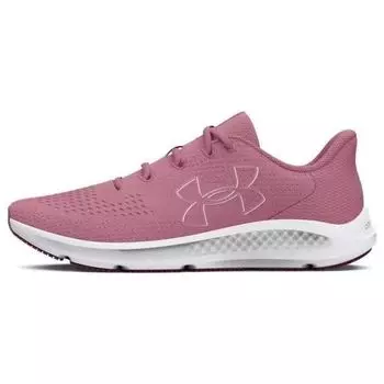 Женские кроссовки Under Armour Charged Pursuit 3 Big Logo — Pink Elixir, серебристый металлик 3026523-600 36.5