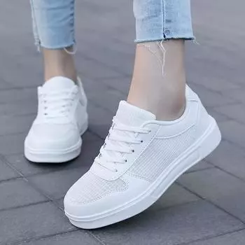 Женские кроссовки, увеличивающие рост, повседневная обувь для школьников и студентов, легкие кроссовки для пар, большие размеры 36-42 EU: 37 белый