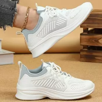 Женские кроссовки, увеличивающие рост, повседневная обувь для школьников и студентов, легкие кроссовки для пар, большие размеры 35-45 EU: 37 белый
