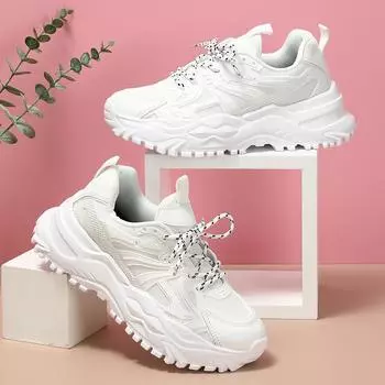 Женские кроссовки, увеличивающие рост, повседневная обувь для школьников и студентов, легкие кроссовки для пар, большие размеры 35-44 EU: 37 белый