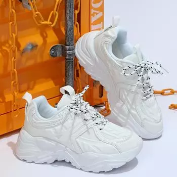 Женские кроссовки, увеличивающие рост, повседневная обувь для школьников и студентов, легкие кроссовки для пар, большие размеры 35-44 EU: 37 белый