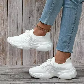 Женские кроссовки, увеличивающие рост, повседневная обувь для школьников и студентов, легкие кроссовки для пар, большие размеры 35-45 EU: 37 белый