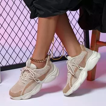 Женские кроссовки, увеличивающие рост, повседневная обувь для школьников и студентов, легкие кроссовки для пар, большие размеры 35-45 EU: 37 бежевый