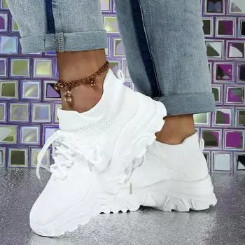 Женские кроссовки, увеличивающие рост, повседневная обувь для школьников и студентов, легкие кроссовки для пар, большие размеры 35-45 EU: 35 белый