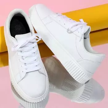 Женские кроссовки, увеличивающие рост, повседневная обувь для школьников и студентов, легкие кроссовки для пар, большие размеры 35-44 EU: 35 белый