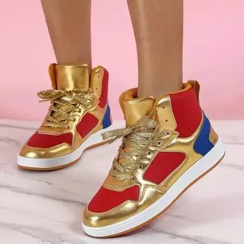 Женские кроссовки Высокие кроссовки Повседневная обувь для школьников и студентов Парные мужские легкие кроссовки Большие размеры 35-44 EU: 38 золотой