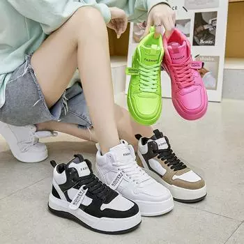 Женские кроссовки Высокие кроссовки Повседневная обувь для школьников и студентов Парные мужские легкие кроссовки Большие размеры 35-42 EU: 37 чёрный