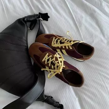 Женские кроссовки в стиле ретро на толстой подошве, увеличивающие рост, 2025 г. — матовая кожа со шнуровкой Size 39