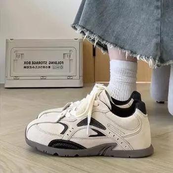 Женские кроссовки в стиле ретро с цветными блоками 2024 года, новые осенние легкие спортивные кроссовки с плоской подошвой и мягкой подошвой Zapatillas Deporte 36