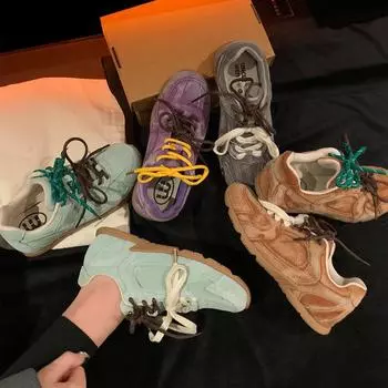 Женские кроссовки, весенние кроссовки из натуральной кожи в стиле ретро, немецкая обувь для тренировок, женская контрастная повседневная обувь на плоской подошве, женская обувь 40 зелёный