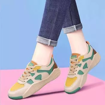 Женские кроссовки, весенние новые трендовые кожаные повседневные туфли, кроссовки на плоской подошве в стиле ретро, обувь для подростков 35