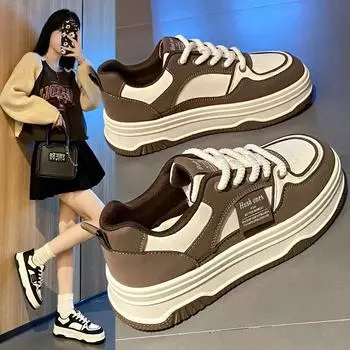 Женские кроссовки, весенний тренд, повседневные туфли на плоской подошве, женские, новые модные, на толстой подошве, удобные, вулканизированные туфли на платформе для женщин, обувь для скейтбординга 35 чёрный